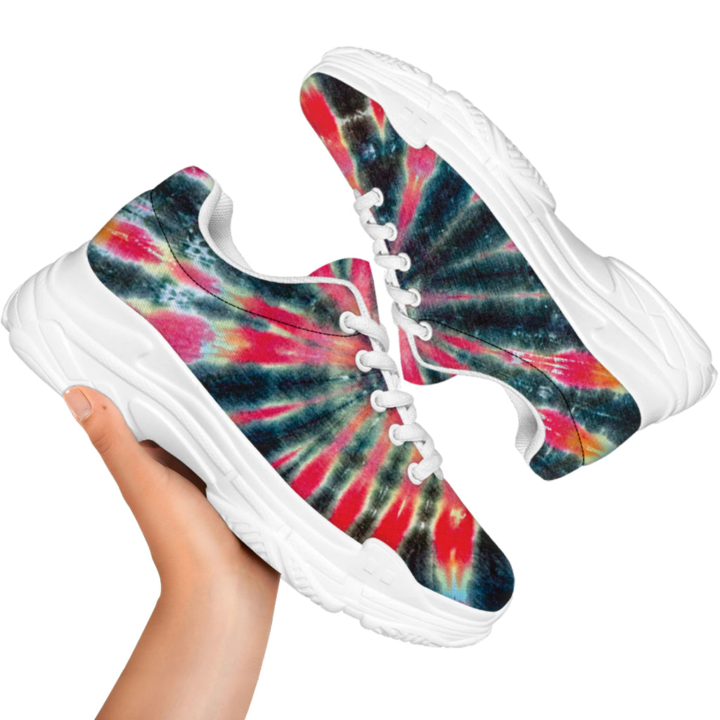 Black Backed Tie Dye Print White Chunky Shoes
