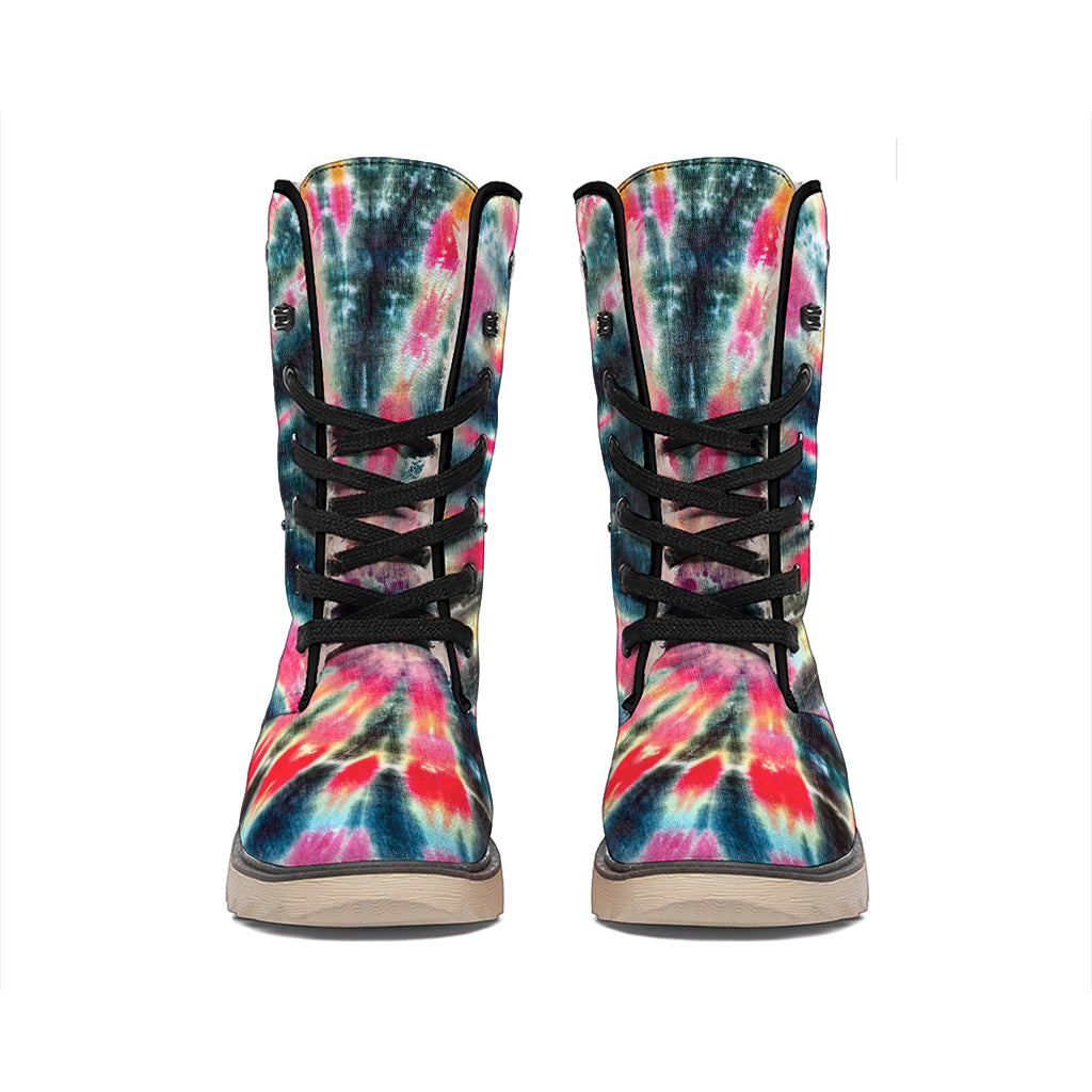 Black Backed Tie Dye Print Winter Boots