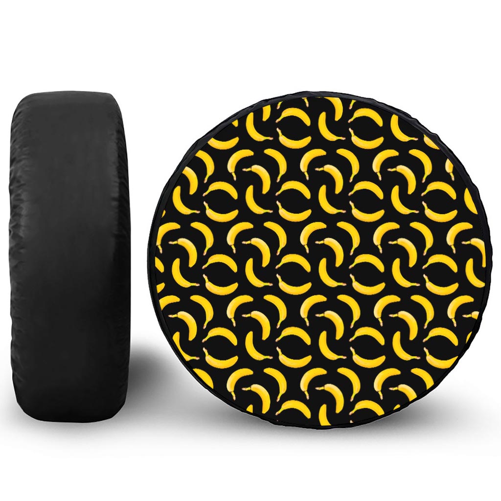 Black Banana Pattern Print Tire Cover