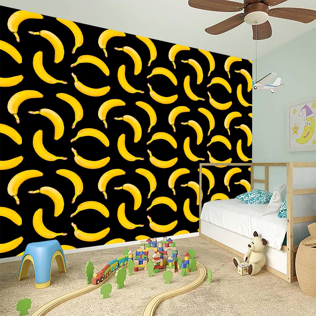 Black Banana Pattern Print Wall Sticker