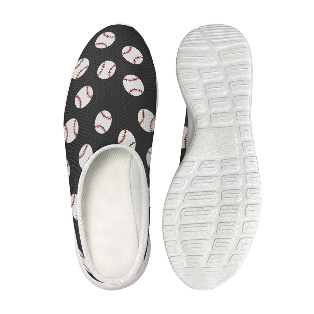 Black Baseball Pattern Print Mesh Casual Shoes