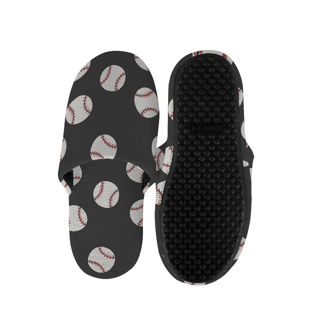 Black Baseball Pattern Print Slippers