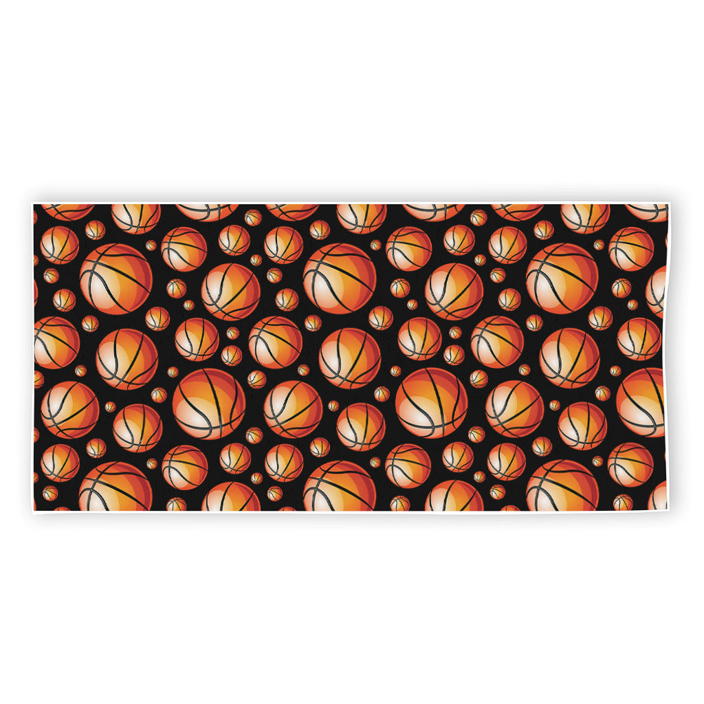 Black Basketball Pattern Print Beach Towel