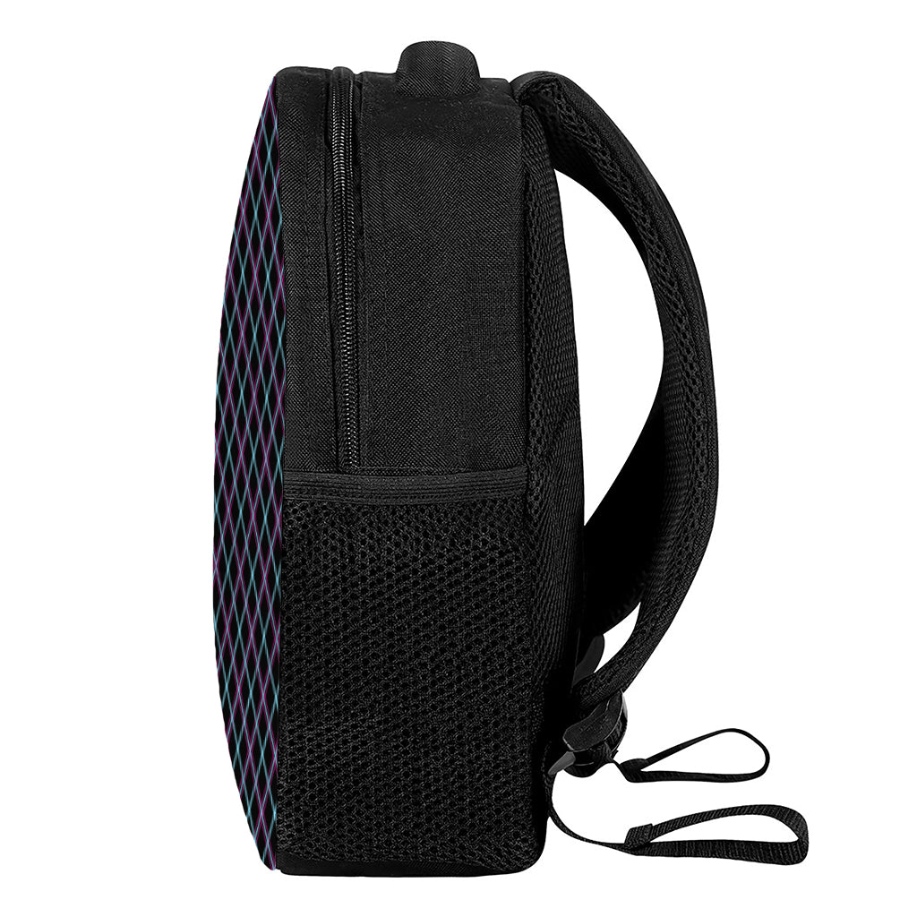 Black Blue And Pink Tartan Pattern Print Casual Backpack