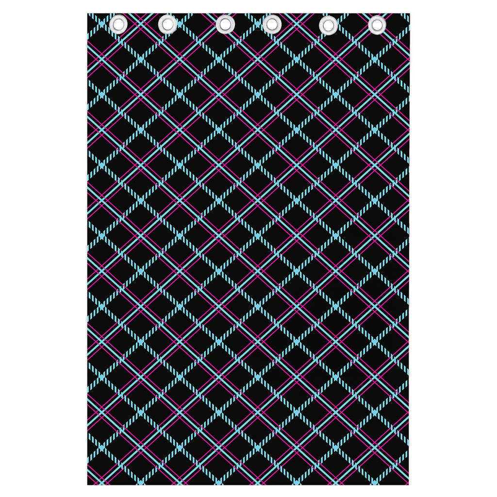 Black Blue And Pink Tartan Pattern Print Curtain