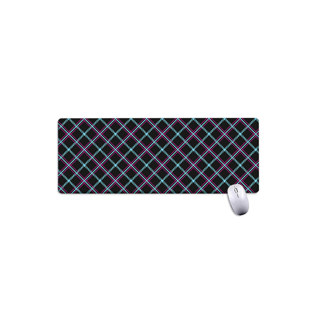 Black Blue And Pink Tartan Pattern Print Extended Mouse Pad