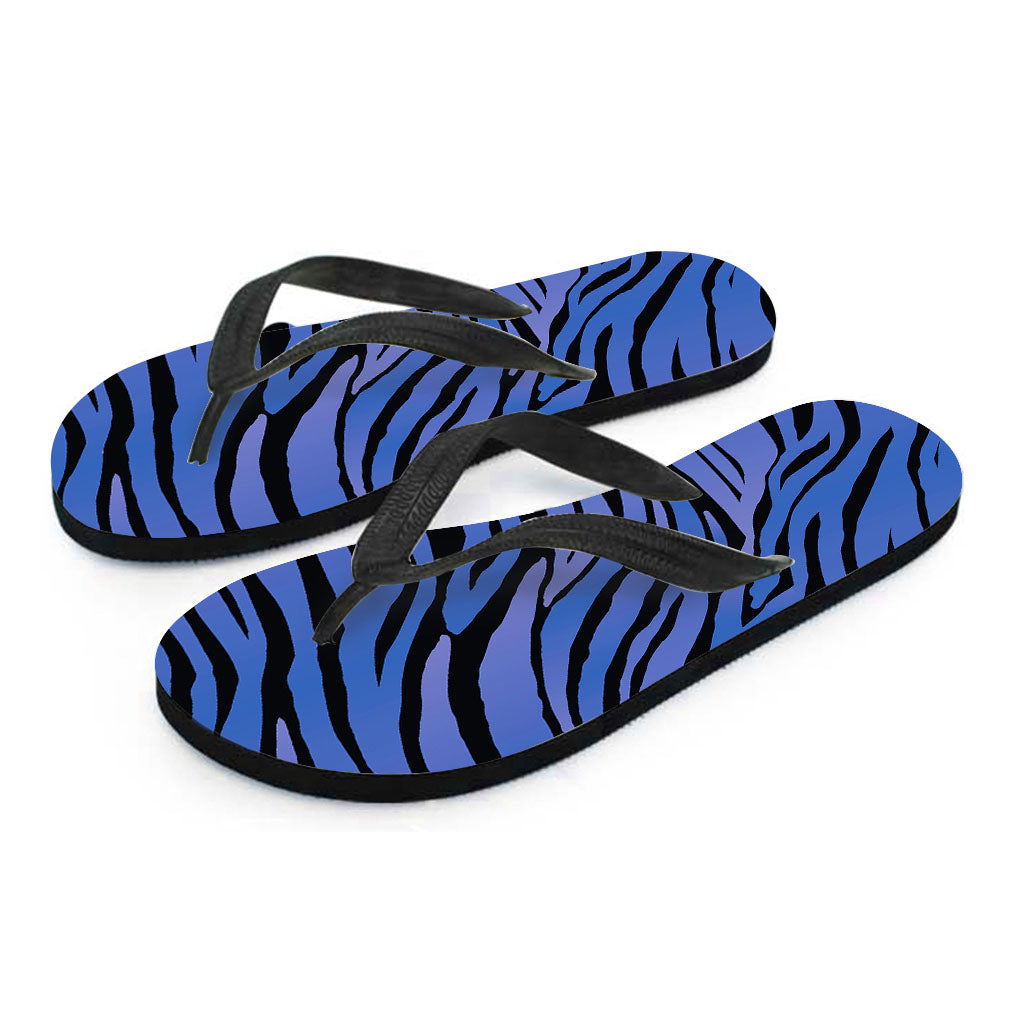 Black Blue Zebra Pattern Print Flip Flops