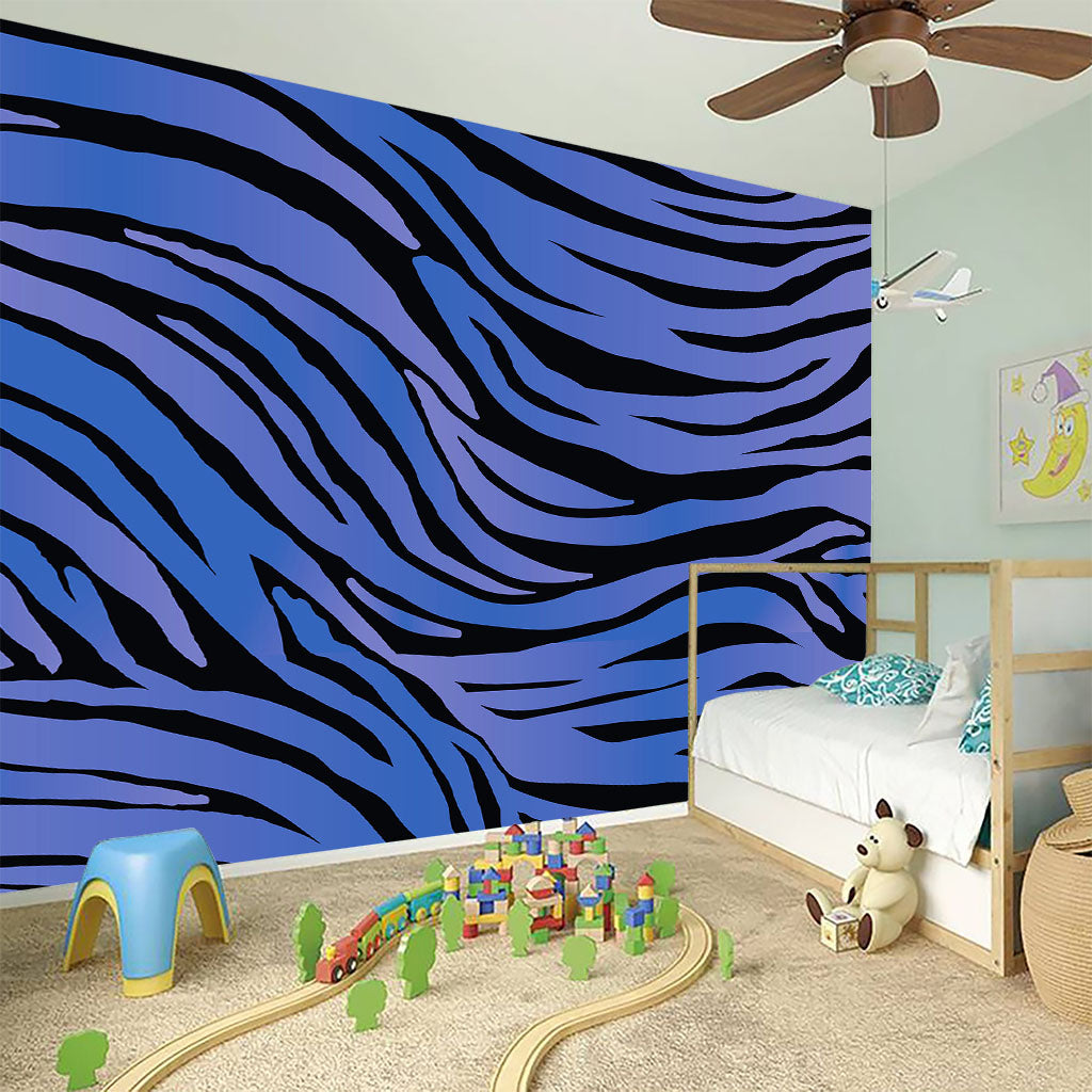 Black Blue Zebra Pattern Print Wall Sticker