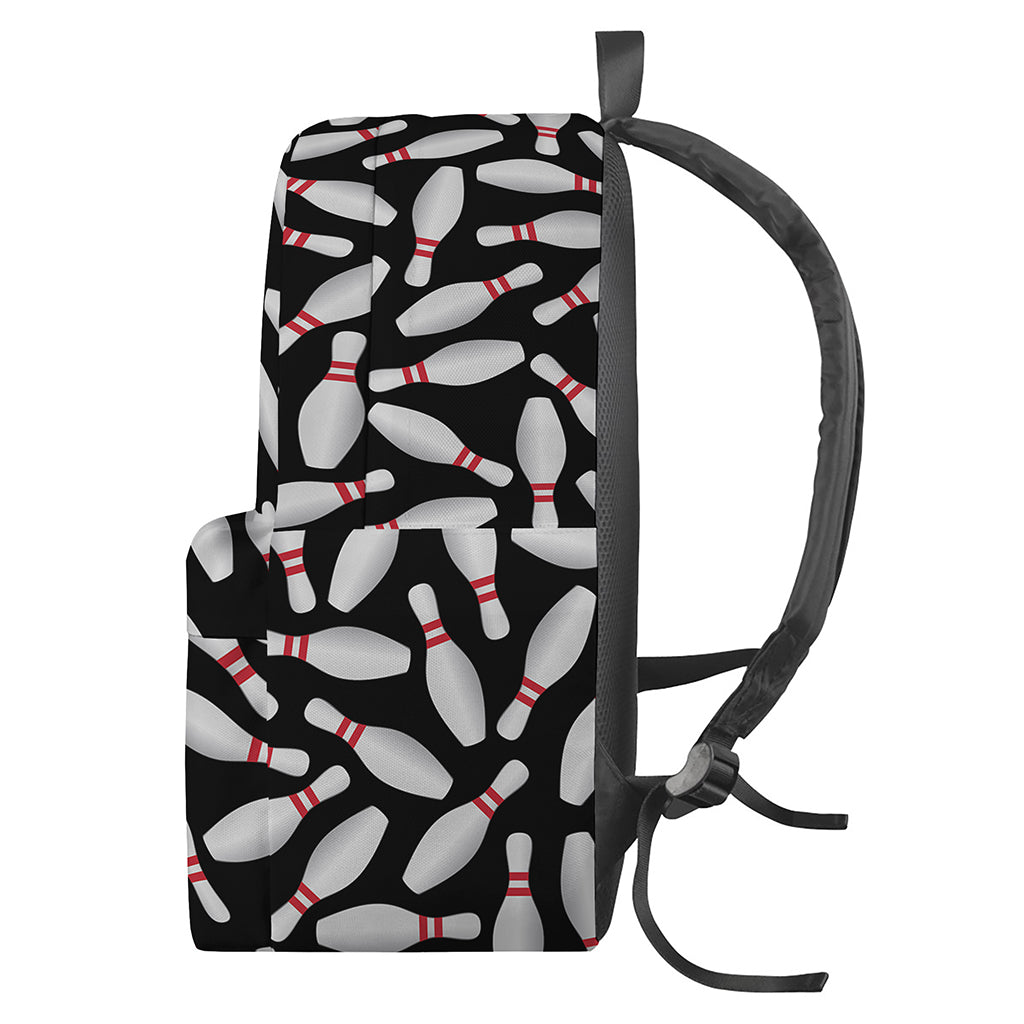 Black Bowling Pins Pattern Print Backpack
