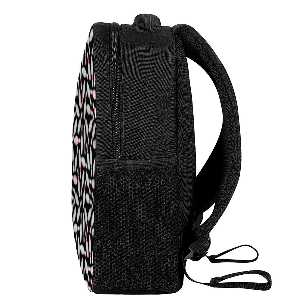 Black Bowling Pins Pattern Print Casual Backpack