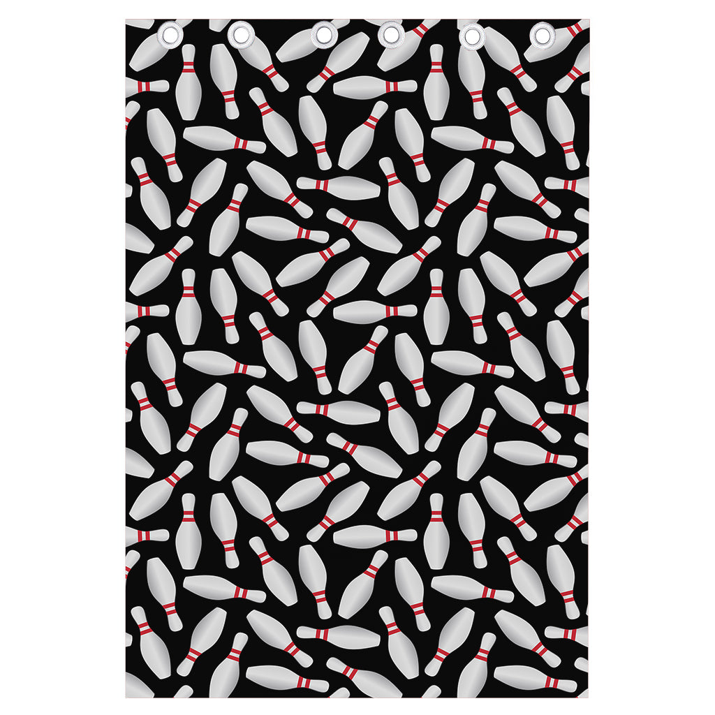 Black Bowling Pins Pattern Print Curtain