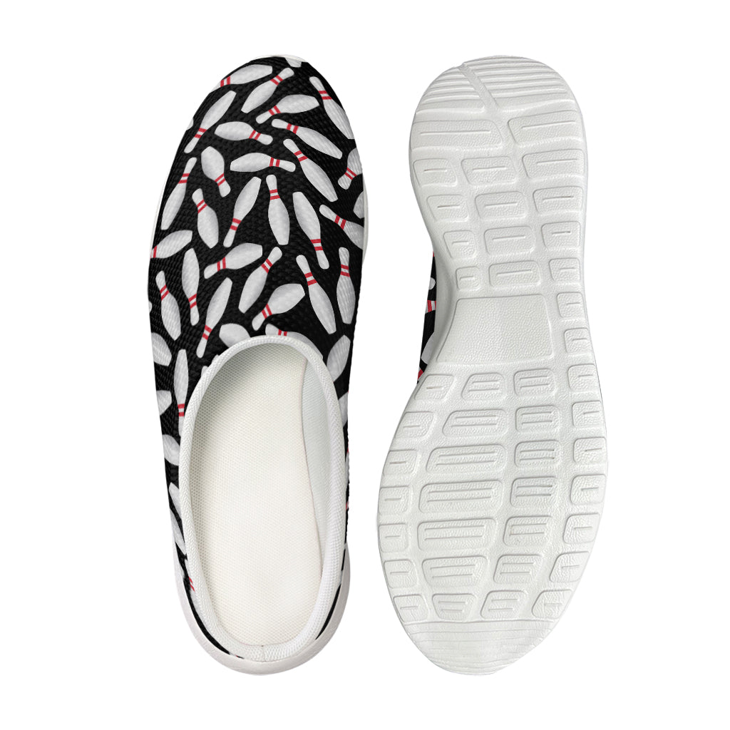 Black Bowling Pins Pattern Print Mesh Casual Shoes