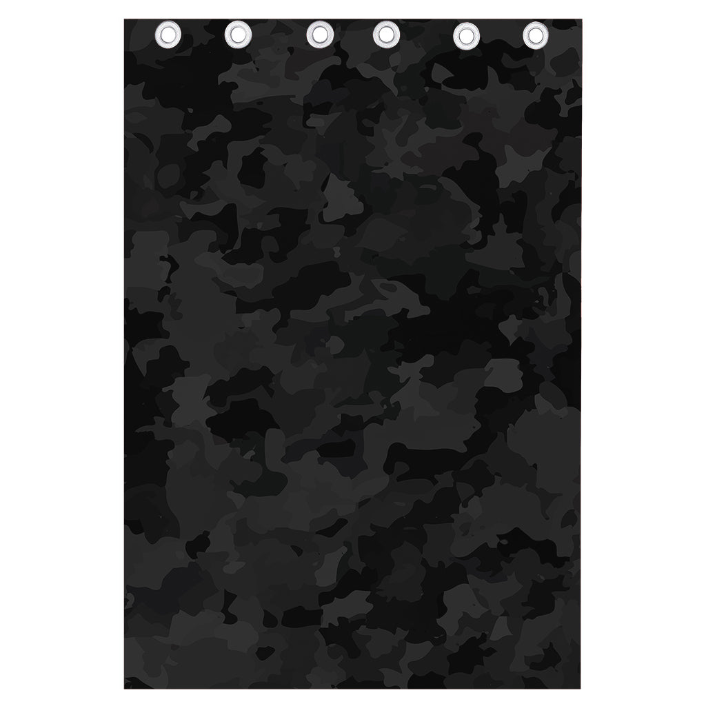 Black Camouflage Print Curtain