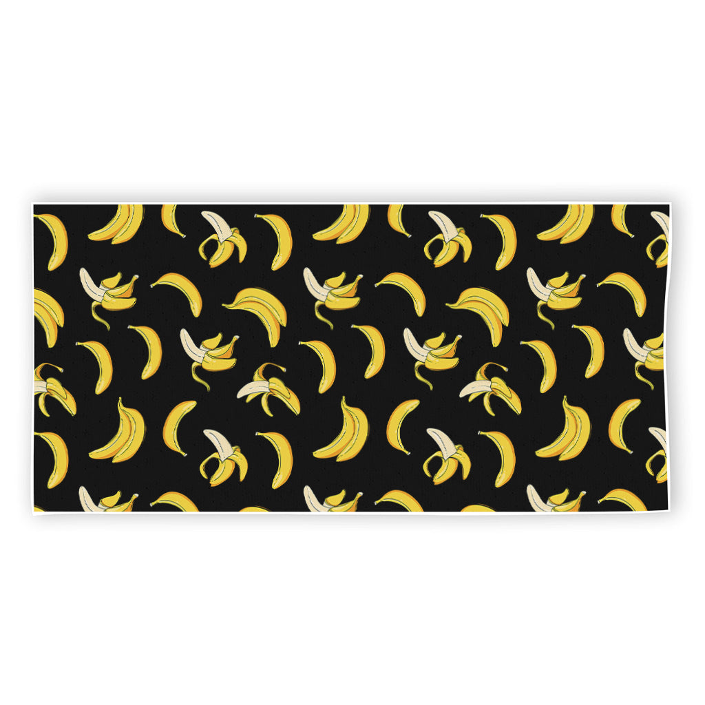 Black Cartoon Banana Pattern Print Beach Towel