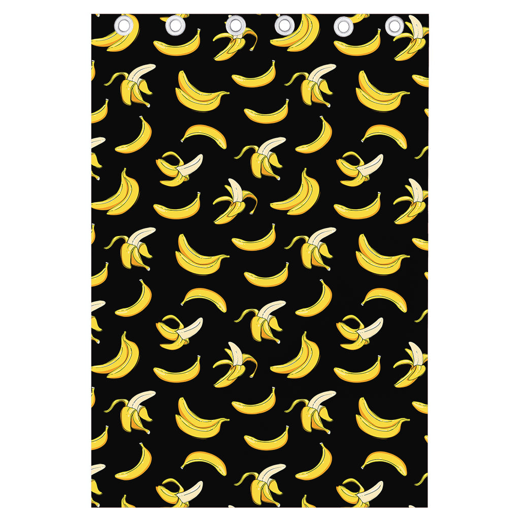 Black Cartoon Banana Pattern Print Curtain