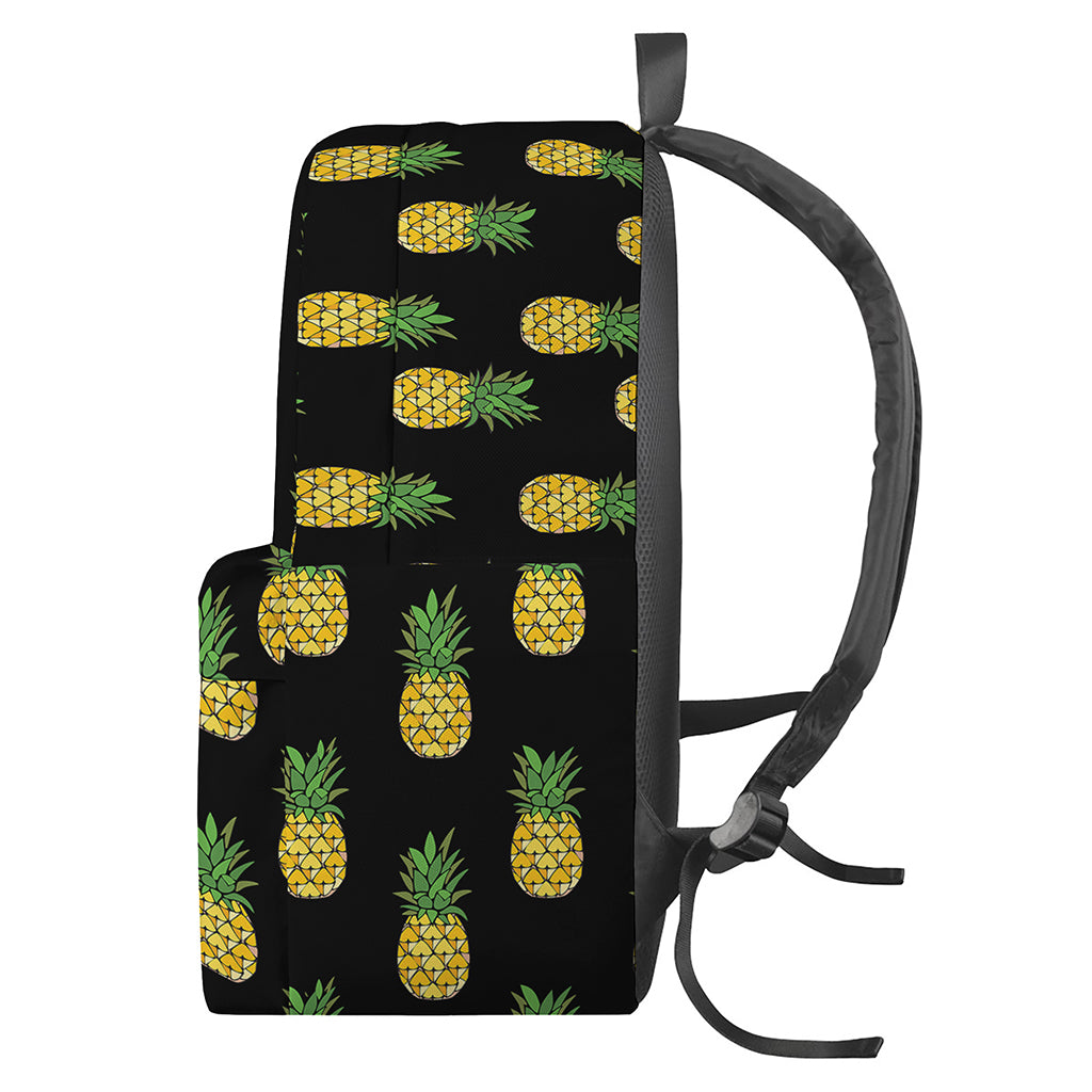 Black Cute Pineapple Pattern Print Backpack