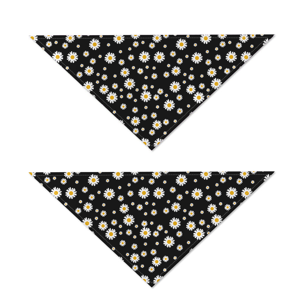 Black Daisy Floral Pattern Print Dog Bandana