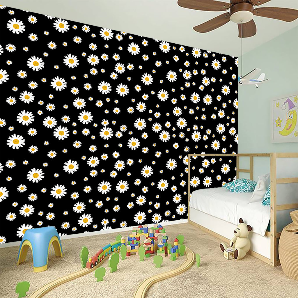Black Daisy Floral Pattern Print Wall Sticker