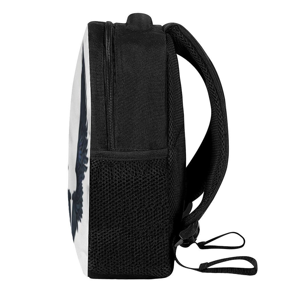 Black Demon Wings Print Casual Backpack