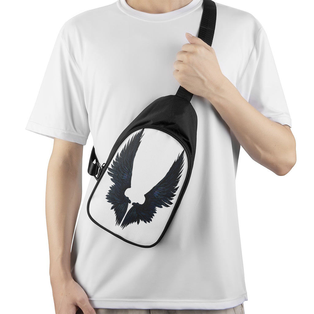 Black Demon Wings Print Chest Bag