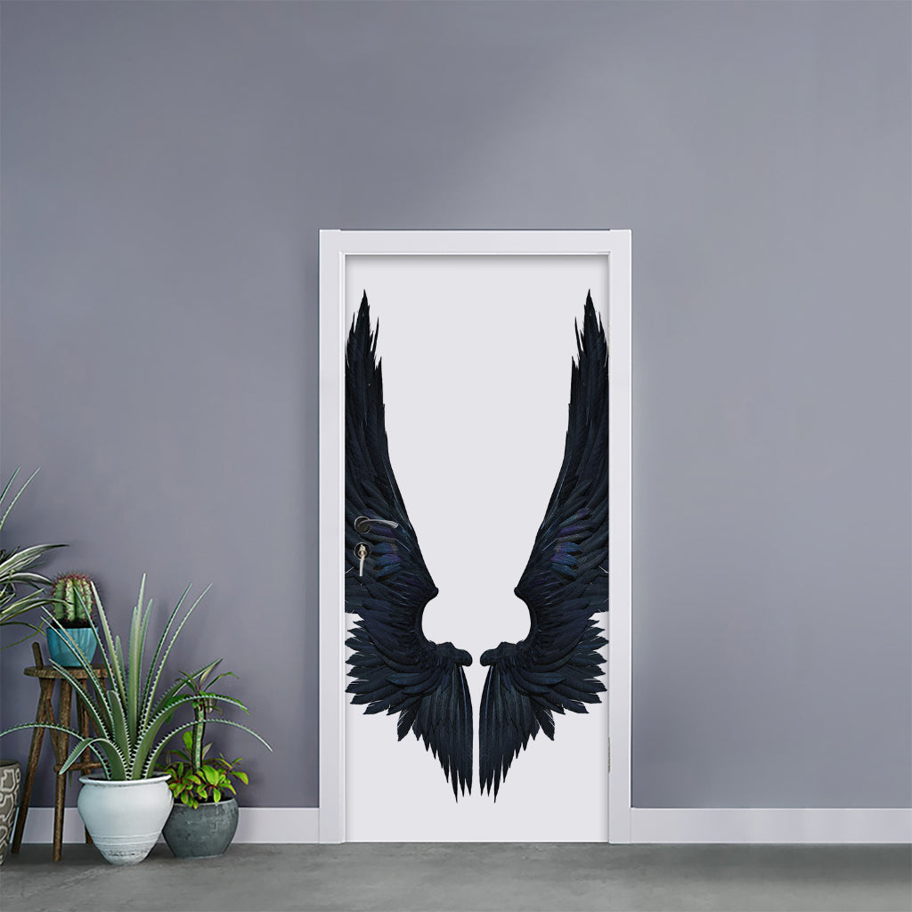 Black Demon Wings Print Door Sticker