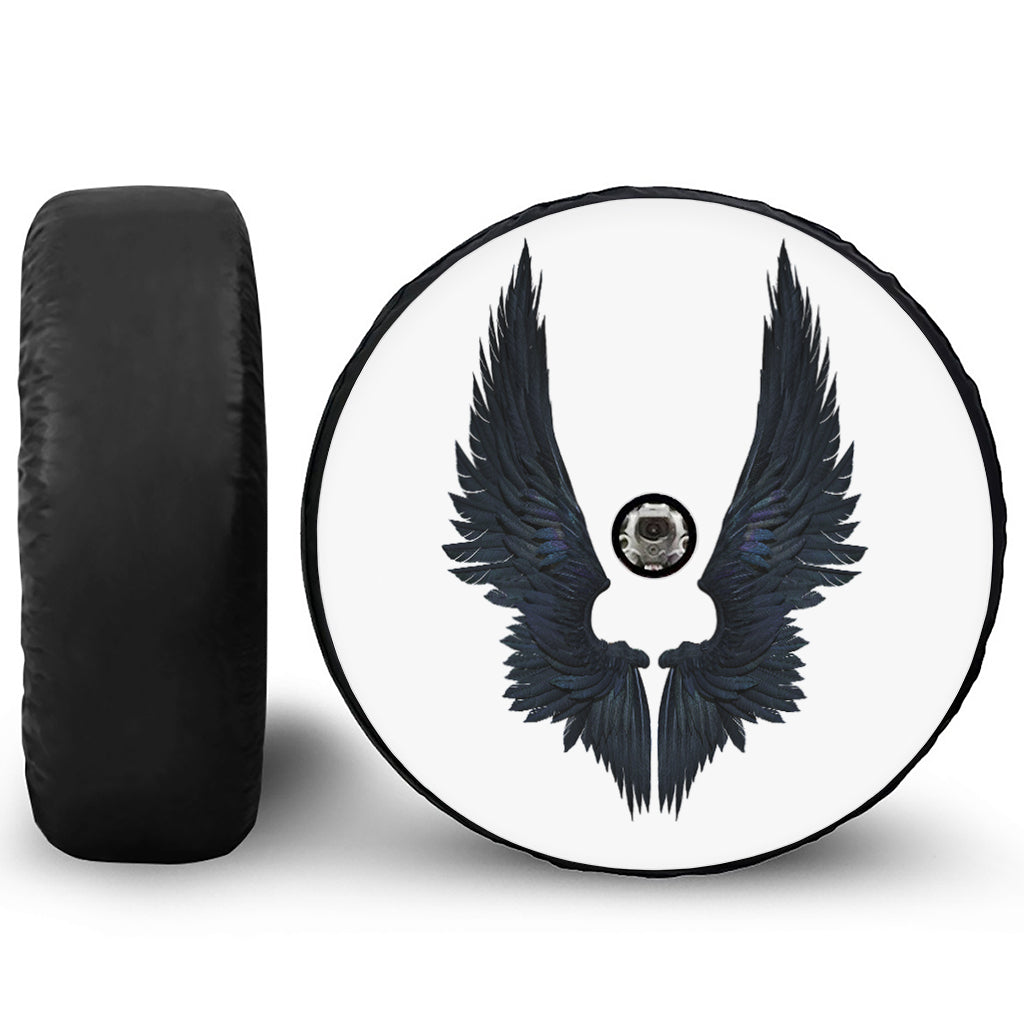 Black Demon Wings Print Tire Cover With Camera Hole