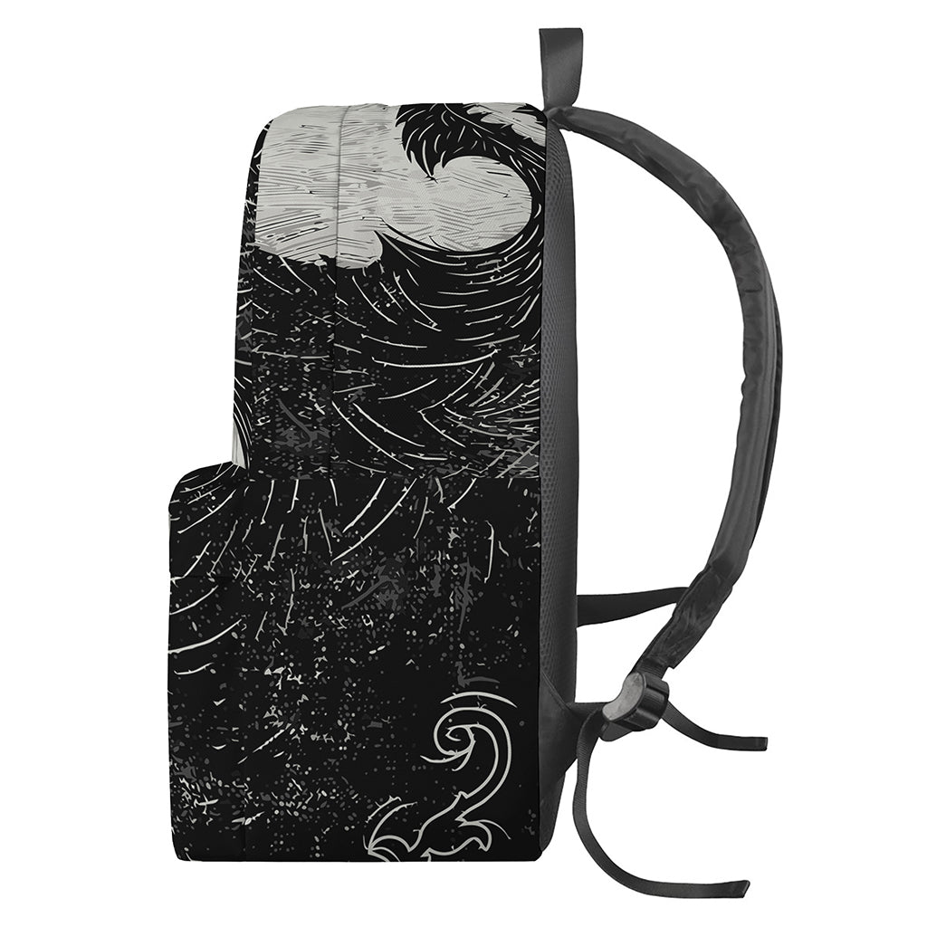 Black Demon Wolf Print Backpack