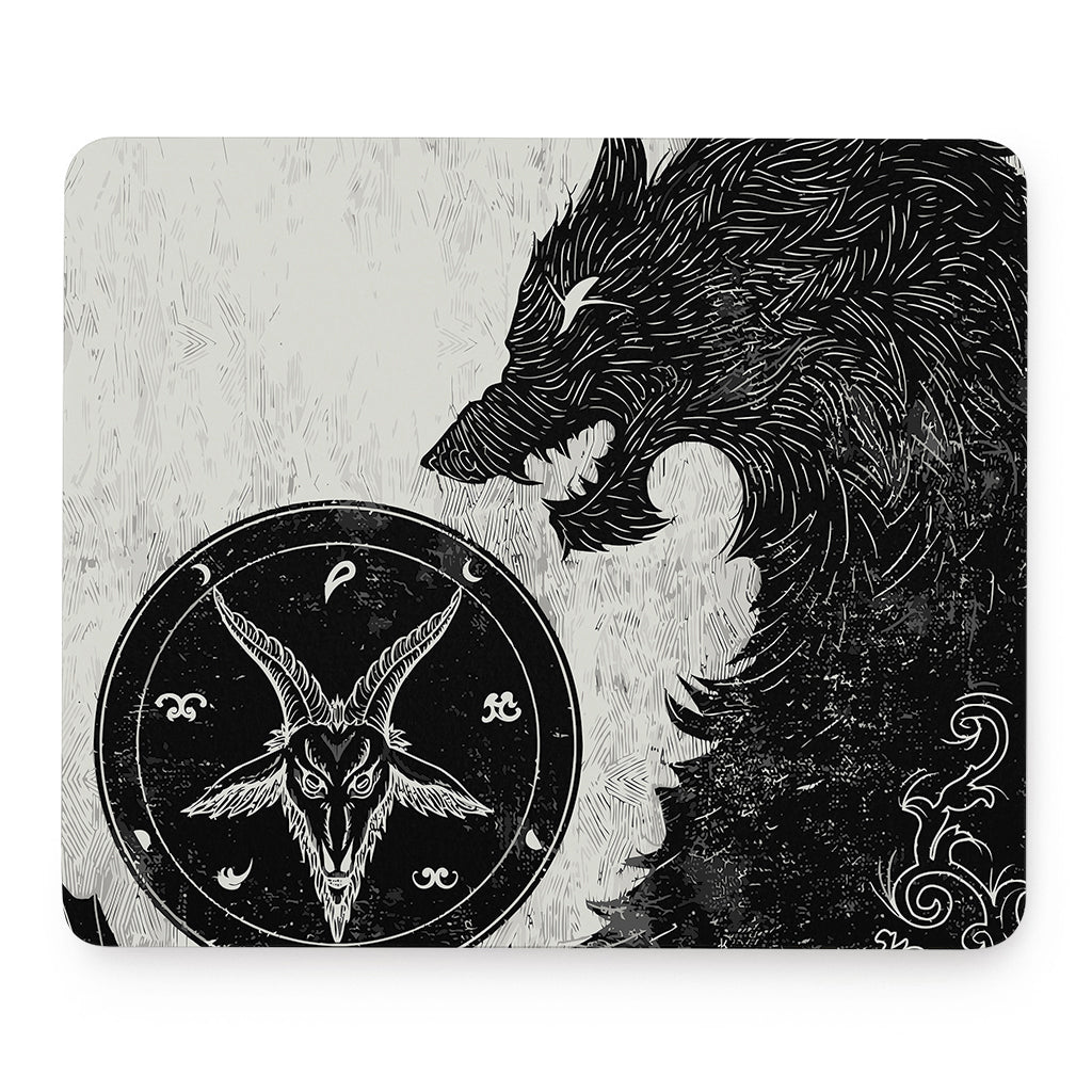 Black Demon Wolf Print Mouse Pad