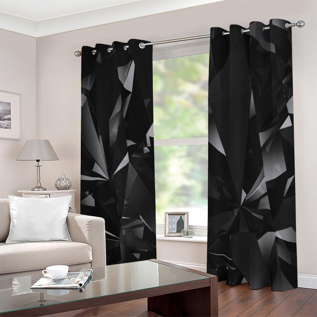 Black Diamond Print Extra Wide Grommet Curtains