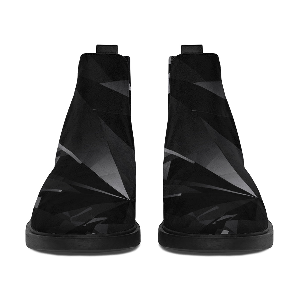 Black Diamond Print Flat Ankle Boots