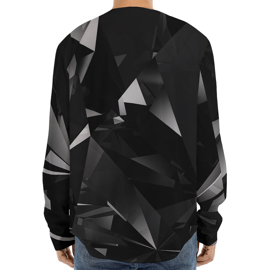 Black Diamond Print Long Sleeve Baseball Jersey