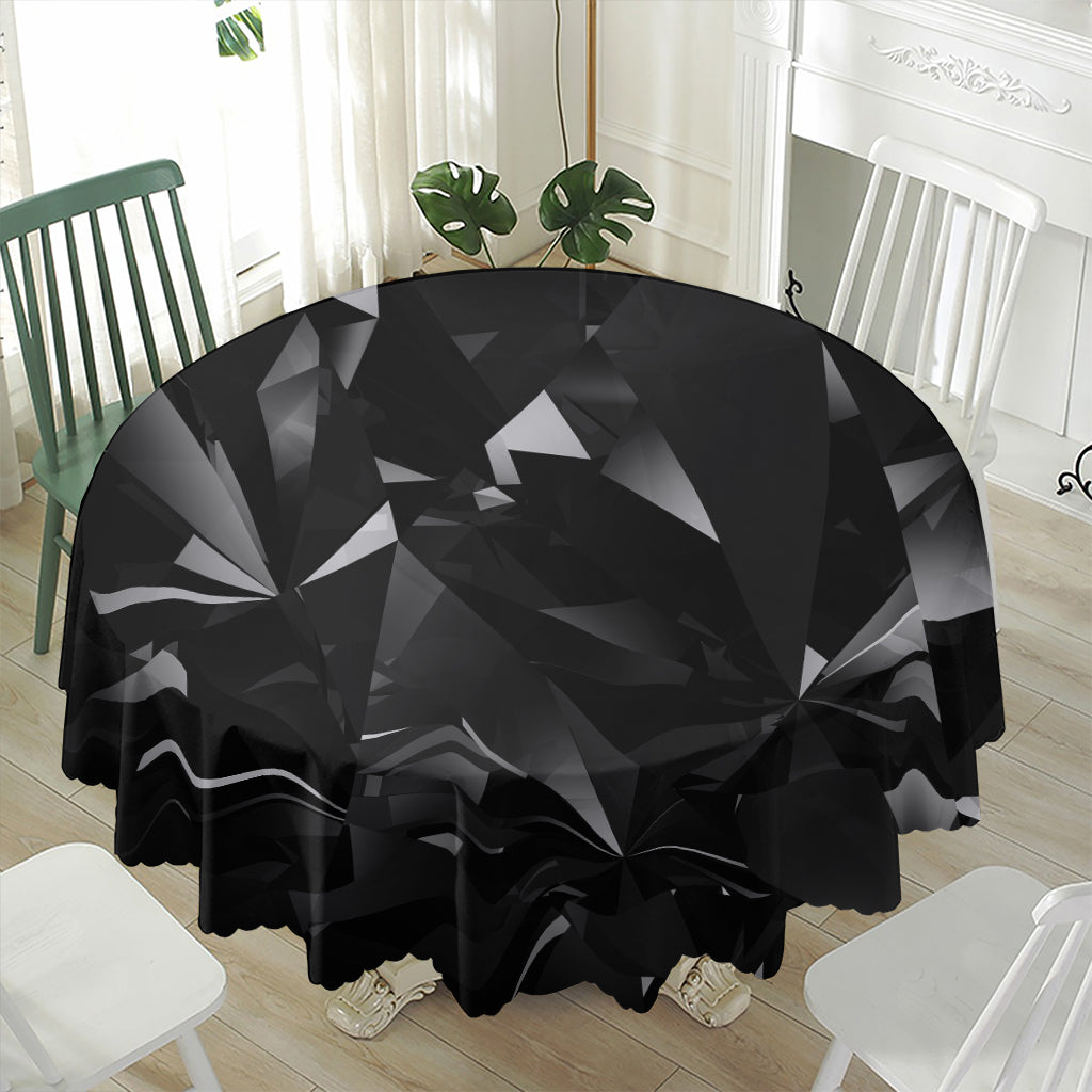 Black Diamond Print Waterproof Round Tablecloth