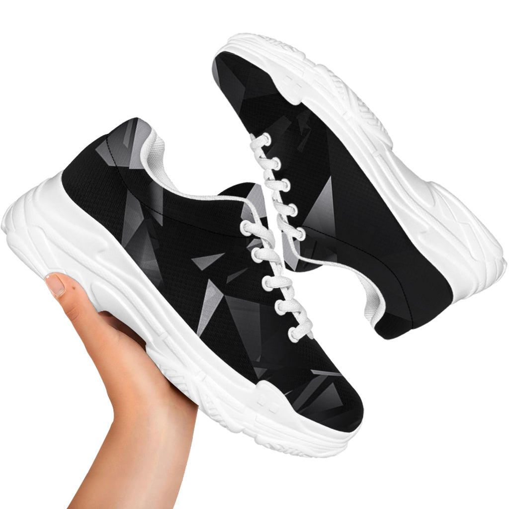 Black Diamond Print White Chunky Shoes