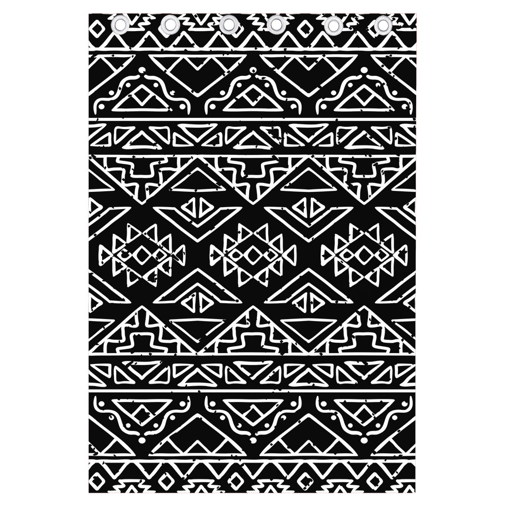 Black Ethnic Aztec Pattern Print Curtain