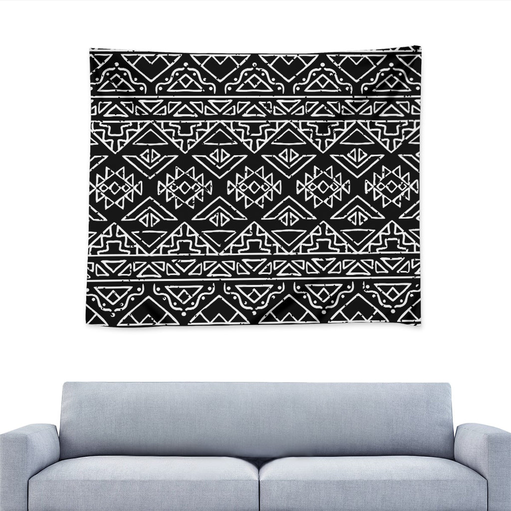 Black Ethnic Aztec Pattern Print Tapestry