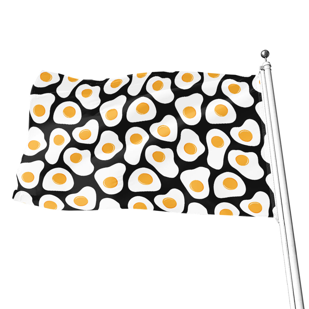 Black Fried Eggs Pattern Print Flag