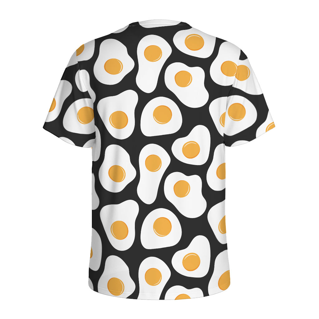 Black Fried Eggs Pattern Print Men's Sports T-Shirt