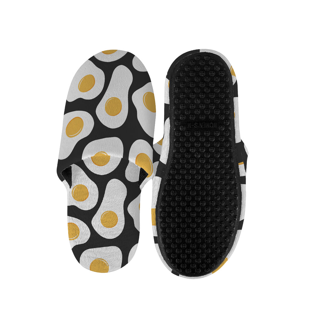 Black Fried Eggs Pattern Print Slippers