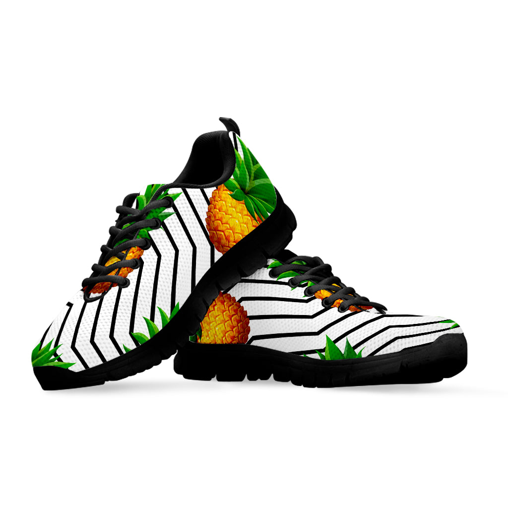 Black Geometric Pineapple Pattern Print Black Running Shoes