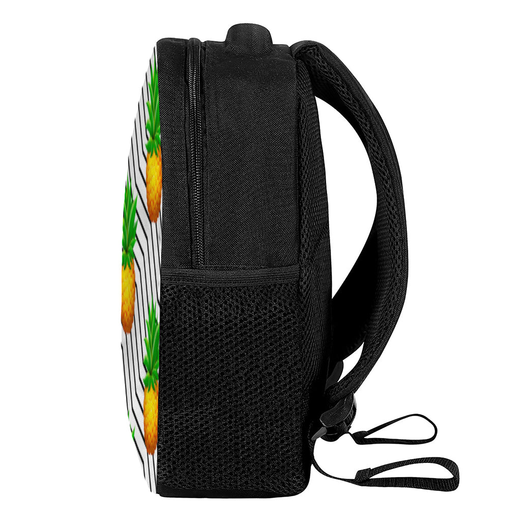 Black Geometric Pineapple Pattern Print Casual Backpack