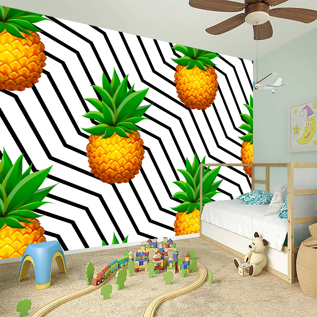 Black Geometric Pineapple Pattern Print Wall Sticker