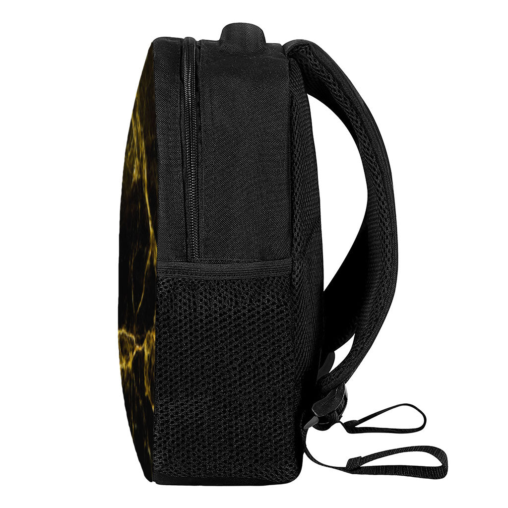 Black Gold Marble Print Casual Backpack