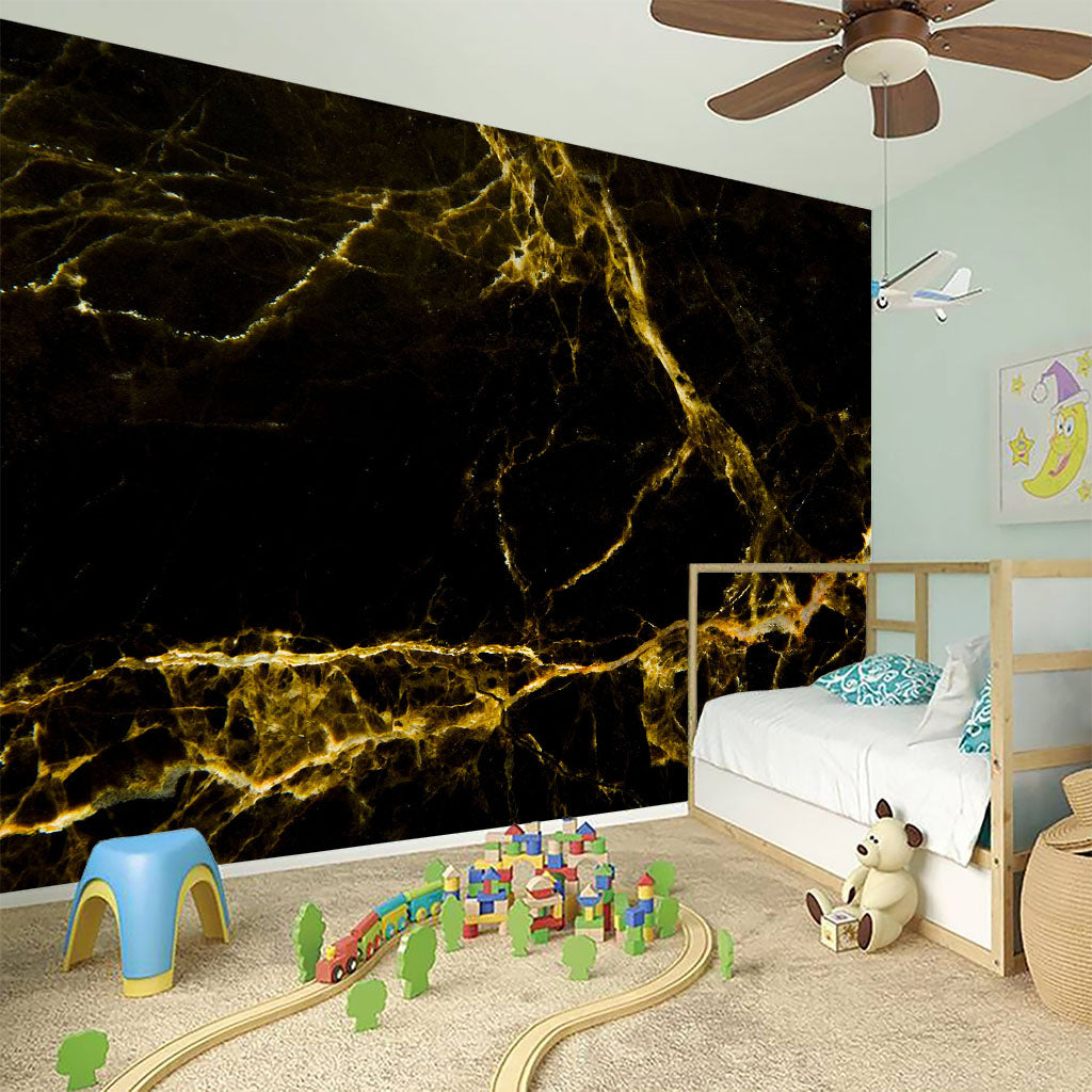 Black Gold Marble Print Wall Sticker