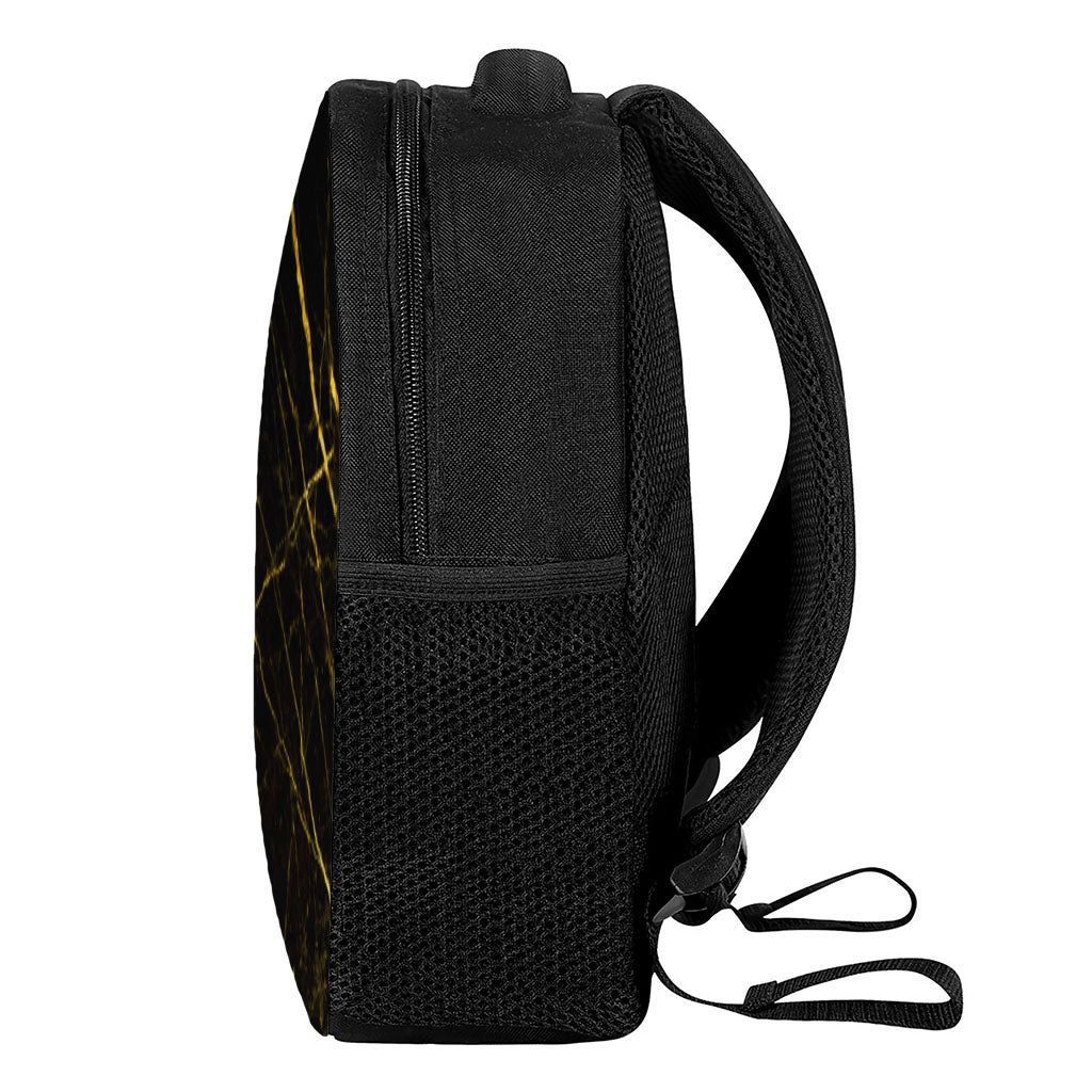 Black Gold Scratch Marble Print Casual Backpack
