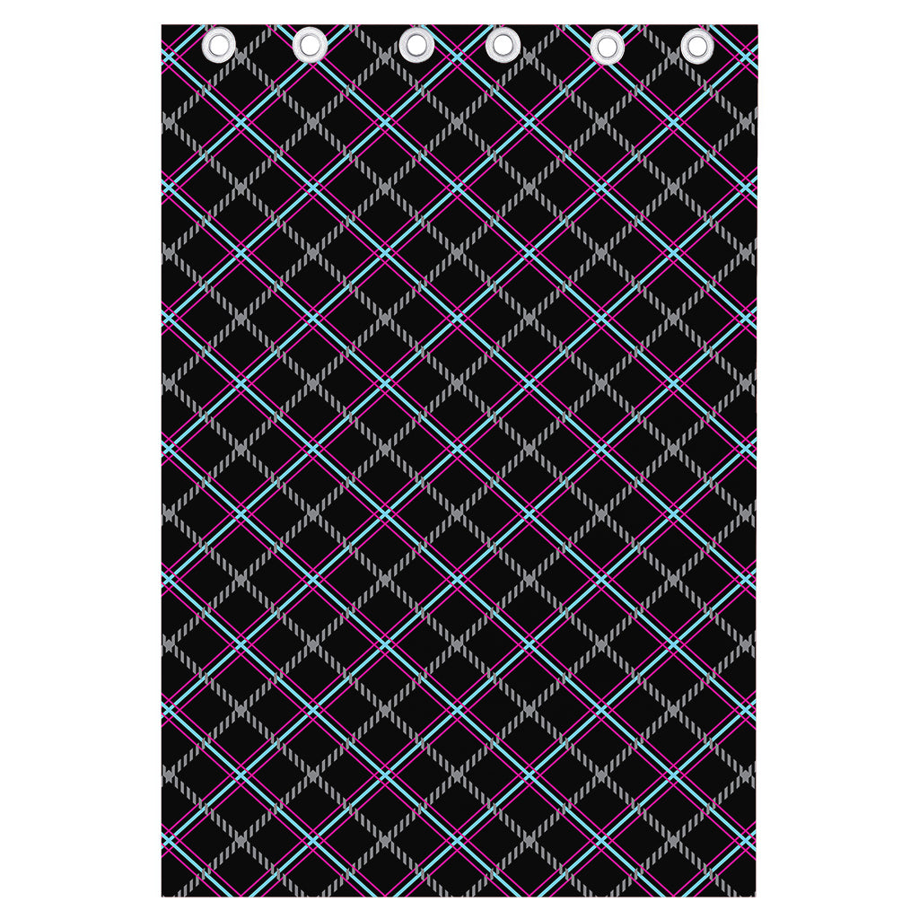 Black Grey Blue And Pink Tartan Print Curtain