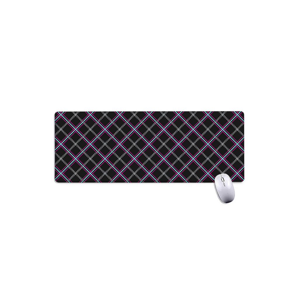 Black Grey Blue And Pink Tartan Print Extended Mouse Pad