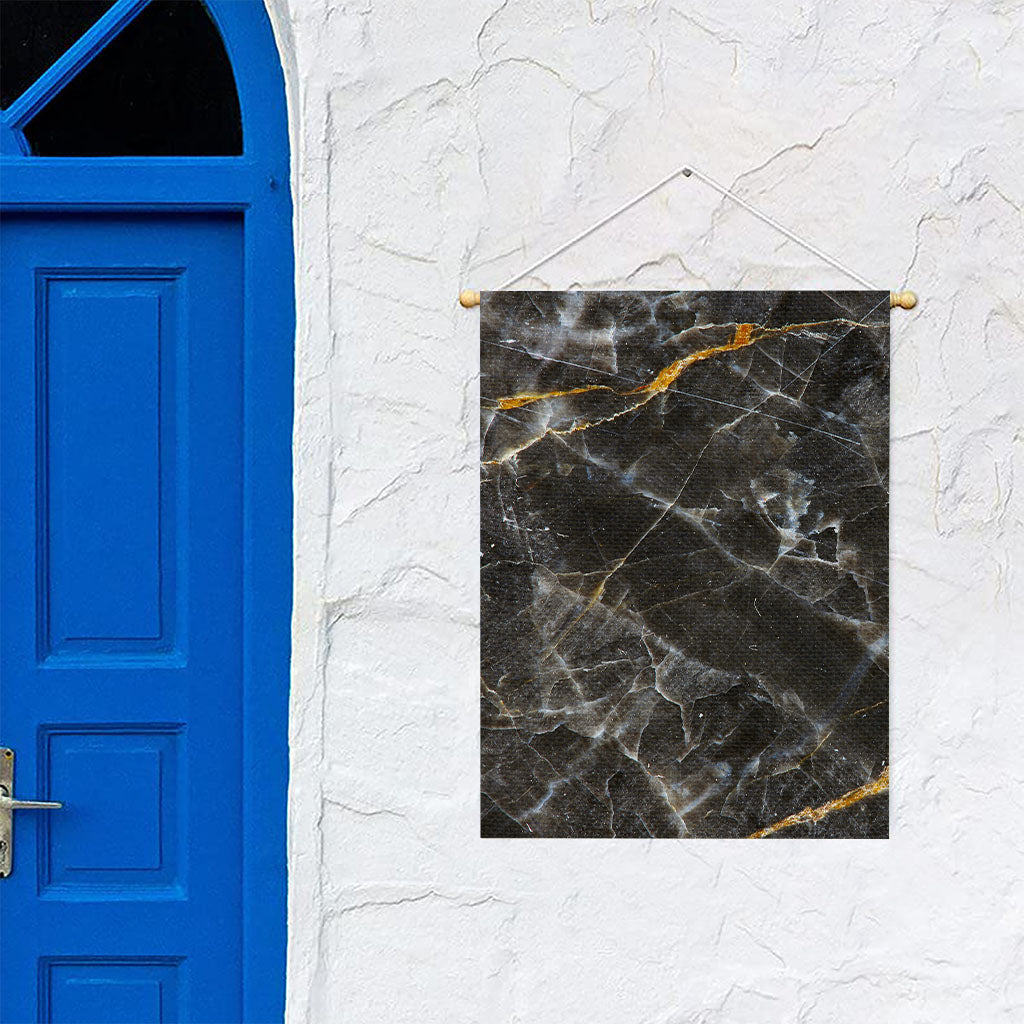 Black Grey Marble Print Garden Flag