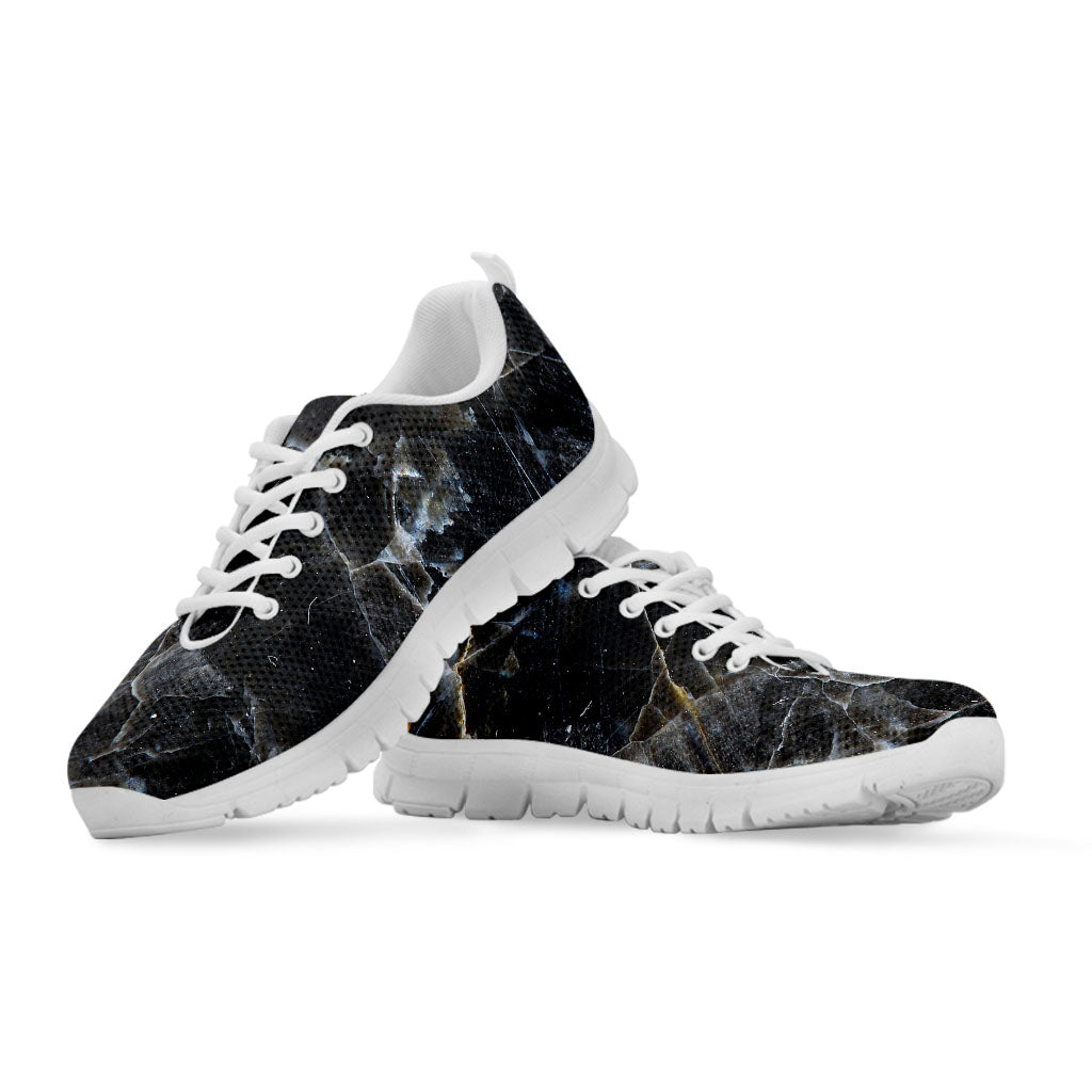 Black Grey Marble Print White Running Shoes