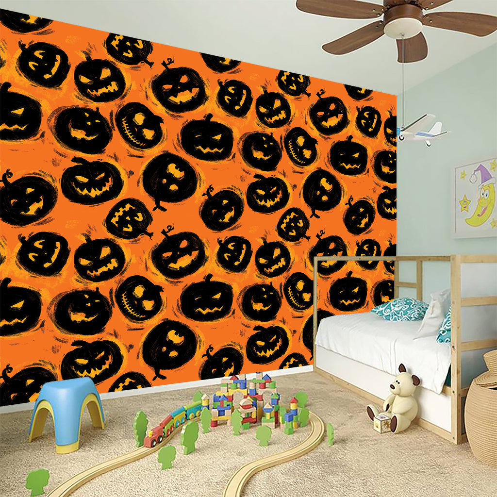 Black Halloween Pumpkin Pattern Print Wall Sticker