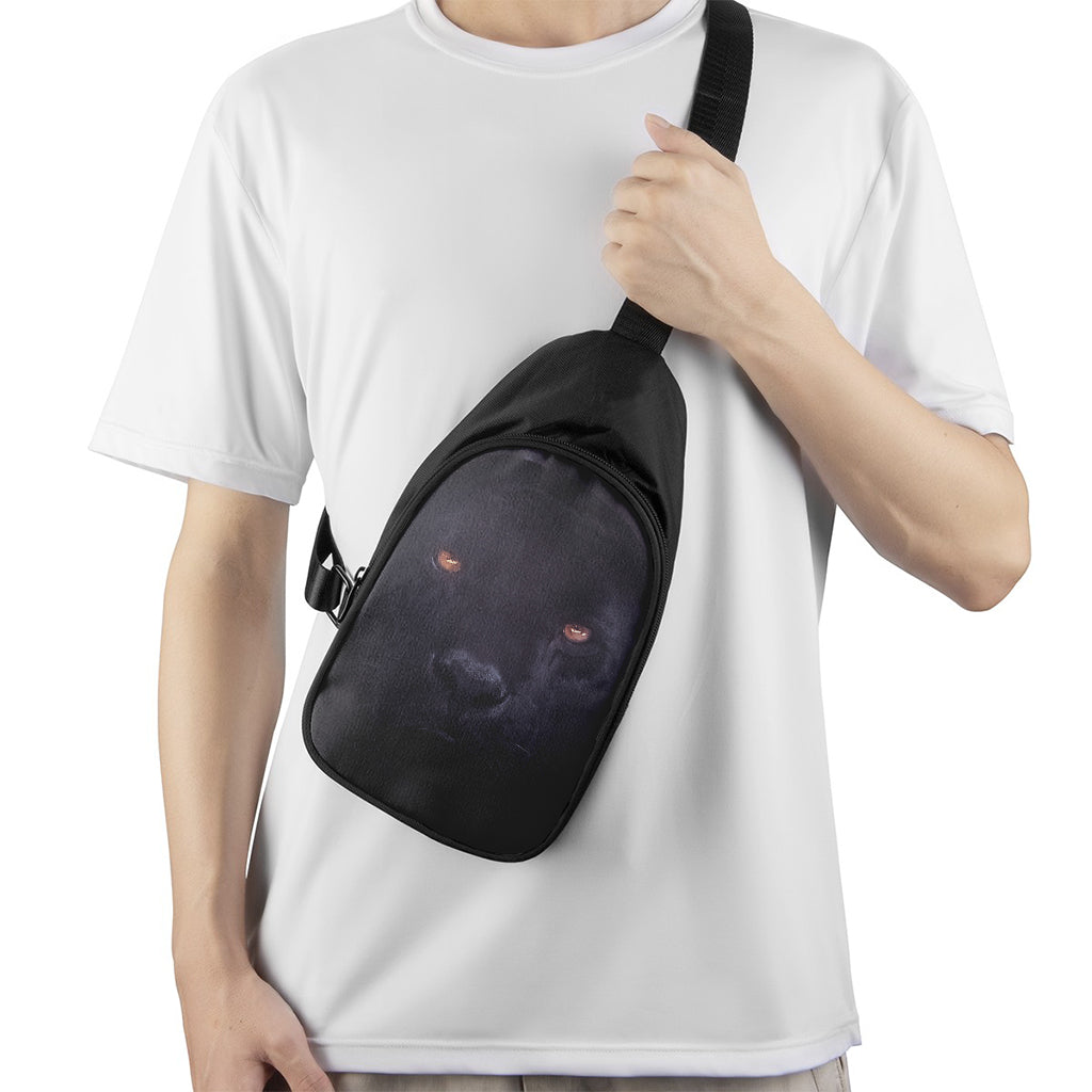 Black Jaguar Print Chest Bag